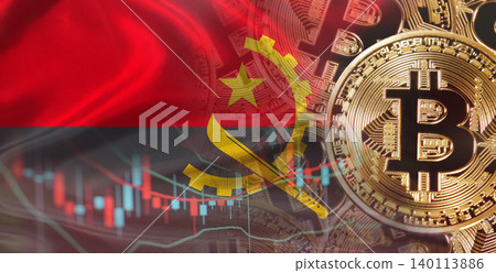 Bitcoin cryptocurrency with Angola flag, Investors in Blockchain Technology. Angolan flag with Bitcoins in the background Bitcoin cryptocurrency with Angola flag, Investors in Blockchain Technology. Angolan flag with Bitcoins in the background 140113886