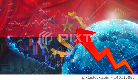 Global financial growth with Angola flag. Financial growth with Angola flag on economic background Global financial growth with Angola flag. Financial growth with Angola flag on economic background 140113895