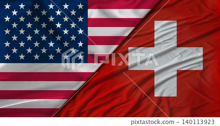 Diplomatic relations between USA and Switzerland. Flag of Switzerland and USA, diplomatic relations Diplomatic relations between USA and Switzerland. Flag of Switzerland and USA, diplomatic relations 140113923