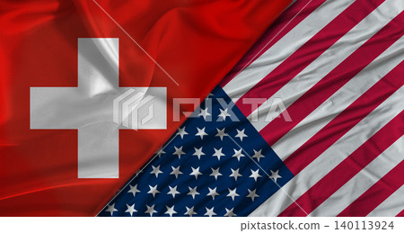 Flag of Switzerland and USA, diplomatic relations. Diplomatic relations between USA and Switzerland Flag of Switzerland and USA, diplomatic relations. Diplomatic relations between USA and Switzerland 140113924