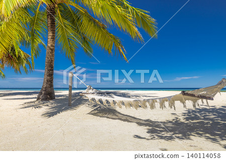 Stunning tropical beach palm trees woven hammock white sand loungers turquoise lagoon breathtaking serene idyllic paradise coastal escape dreamy relaxation getaway summer carefree shoreline sunny Stunning tropical beach palm trees woven hammock white sand loungers turquoise lagoon breathtaking serene idyllic paradise coastal escape dreamy relaxation getaway summer carefree shoreline sunny 140114058