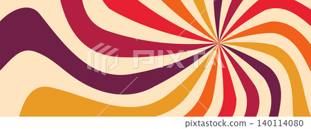 Vintage sunshine burst. Groovy retro swirl for 70s Starburst background. Summer Vector illustration Vintage sunshine burst. Groovy retro swirl for 70s Starburst background. Summer Vector illustration 140114080
