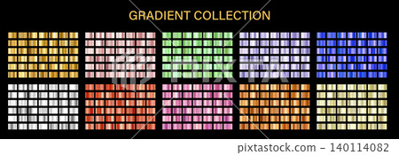 Gold gradient and Foil collection. Copper and metallic swatch degrade. Shiny rose Gold, silver, and holographic Vector backgrounds Gold gradient and Foil collection. Copper and metallic swatch degrade. Shiny rose Gold, silver, and holographic Vector backgrounds 140114082