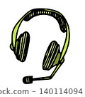Bright green doodle gaming headphones for vector 140114094