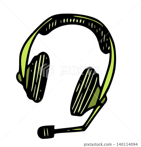 Bright green doodle gaming headphones for vector Bright green doodle gaming headphones for vector 140114094