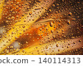 Amber bubbles suspended in liquid create texture with streaks, droplets, golden patterns. Natural background for bubbles, oil, honey, beverage, skincare, science, packaging design 140114313