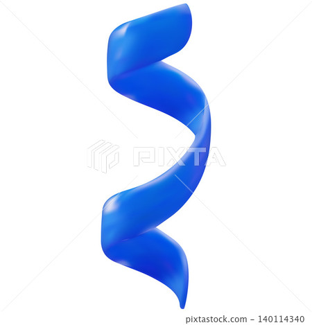 A 3D blue spiral, swirling plastic ribbon, or streamer. A 3D blue spiral, swirling plastic ribbon, or streamer. 140114340