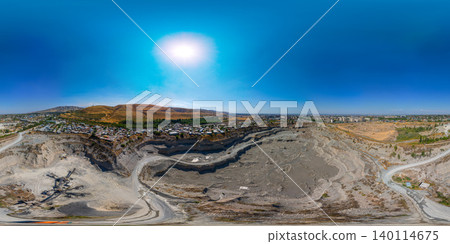 Aerial 360 Panorama of Quarry and Bishkek City in Kyrgyzstan Aerial 360 Panorama of Quarry and Bishkek City in Kyrgyzstan 140114675