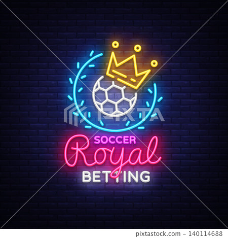 Betting Soccer neon sign. Football betting logo in neon style, Royal concept, light banner, bright night betting sports advertisement, design element gambling, casino. Vector illustration Betting Soccer neon sign. Football betting logo in neon style, Royal concept, light banner, bright night betting sports advertisement, design element gambling, casino. Vector illustration 140114688