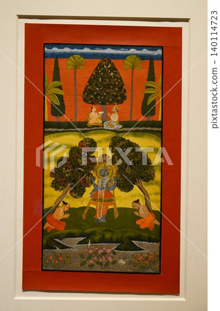 9674 Indian miniature painting: "Krishna receiving worship from devotees" 140114723