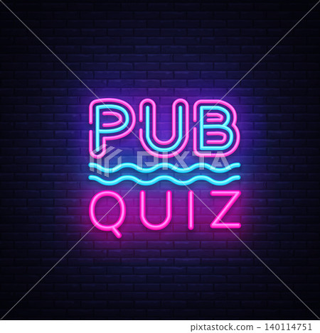 Pub Quiz night announcement poster vector design template. Quiz night neon signboard, light banner. Pub quiz held in pub or bar, night club. Pub team game. Questions game bright retro sign. Vector Pub Quiz night announcement poster vector design template. Quiz night neon signboard, light banner. Pub quiz held in pub or bar, night club. Pub team game. Questions game bright retro sign. Vector 140114751