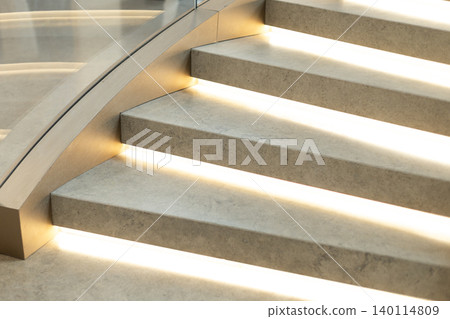 Modern Stone Staircase with LED Step Lighting 140114809