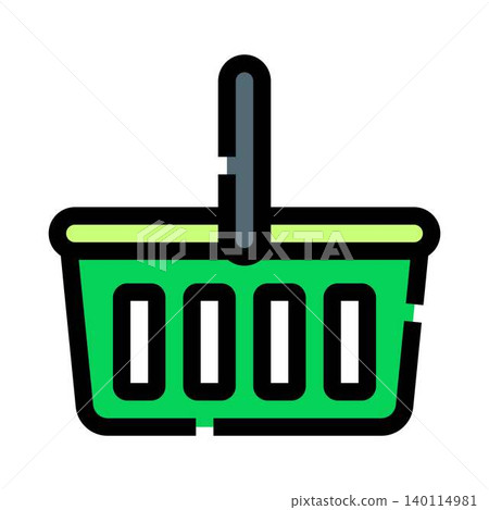 Green shopping basket icon illustration for retail and commerce Green shopping basket icon illustration for retail and commerce 140114981