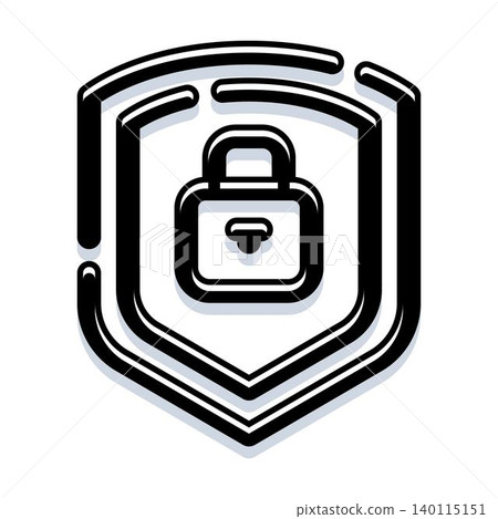 Shield icon protecting padlock representing security concept Shield icon protecting padlock representing security concept 140115151