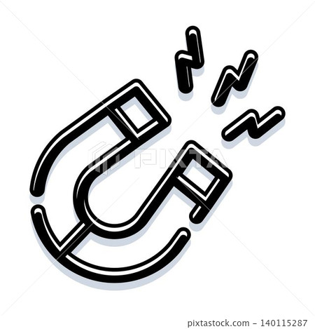Horseshoe magnet icon generating a strong magnetic field 140115287