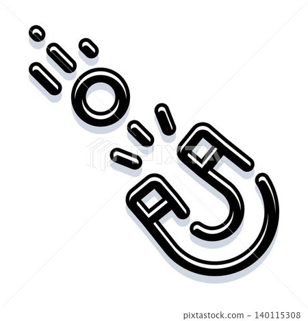 Horseshoe magnet attraction concept pulling metal objects 140115308