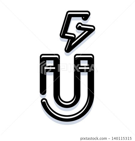 Horseshoe magnet with lightning bolt symbol attracting energy 140115315