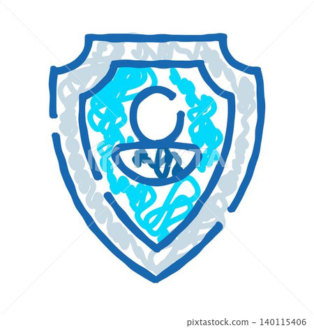 Person shielded by security icon protecting user data Person shielded by security icon protecting user data 140115406