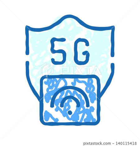 5g network protection shield doodle icon 5g network protection shield doodle icon 140115418