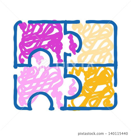 Four puzzle pieces connecting together a solution icon Four puzzle pieces connecting together a solution icon 140115440