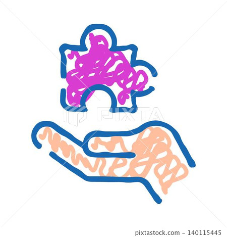 Hand holding jigsaw puzzle piece providing care concept 140115445