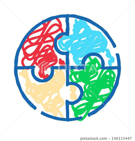 Circular puzzle pieces forming abstract brain symbol Circular puzzle pieces forming abstract brain symbol 140115447
