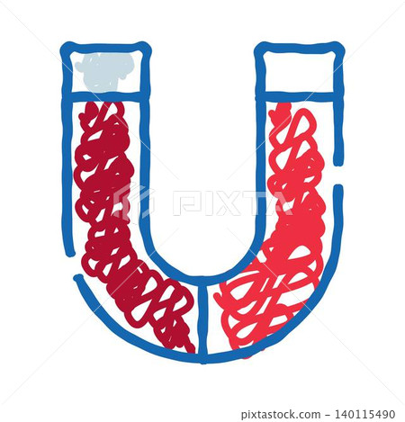 Horseshoe magnet attracting iron filings doodle drawing Horseshoe magnet attracting iron filings doodle drawing 140115490