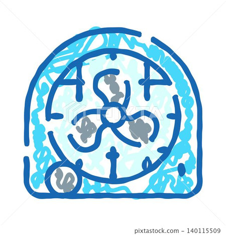 Blue doodle fan working with cooling air flow Blue doodle fan working with cooling air flow 140115509