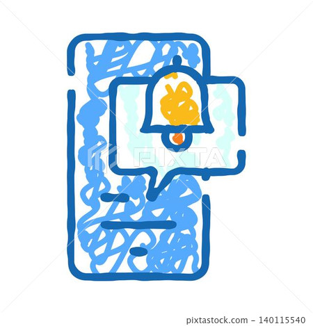 Smartphone receiving bell notification hand drawn doodle Smartphone receiving bell notification hand drawn doodle 140115540