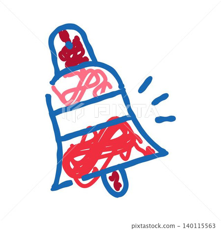 Doodle bell ringing notification red blue icon Doodle bell ringing notification red blue icon 140115563