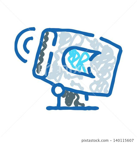 Security camera transmitting signal doodle drawing illustration 140115607
