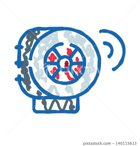 Industrial ventilation air blower doodle icon sketch 140115613