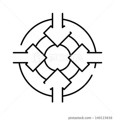 Arrows converging to center point icon concept Arrows converging to center point icon concept 140115638