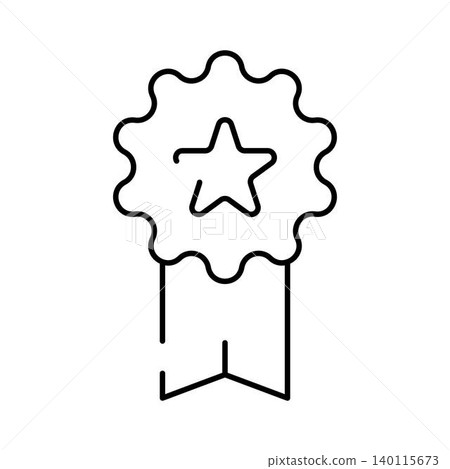Award ribbon line art icon indicating quality Award ribbon line art icon indicating quality 140115673