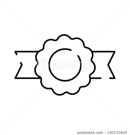 Quality award badge ribbon line art icon 140115684