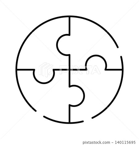 Connecting four puzzle pieces forming a complete circle Connecting four puzzle pieces forming a complete circle 140115695