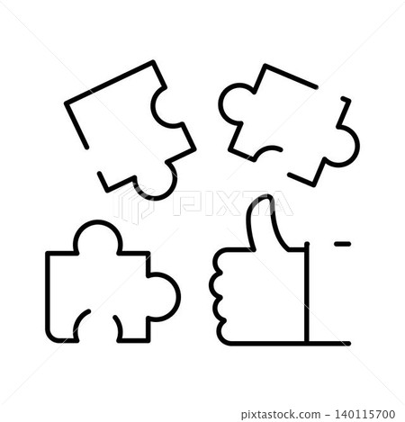 Problem solving solution concept with puzzle pieces and thumbs up Problem solving solution concept with puzzle pieces and thumbs up 140115700