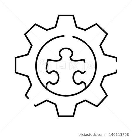 Gear integrating puzzle piece finding solution concept Gear integrating puzzle piece finding solution concept 140115708