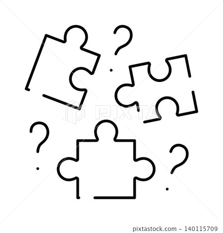 Puzzle pieces with question marks solving problem concept illustration Puzzle pieces with question marks solving problem concept illustration 140115709