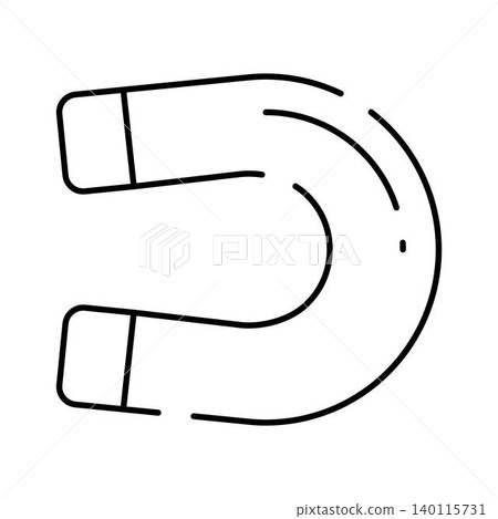 Horseshoe magnet generating abstract magnetic field line icon Horseshoe magnet generating abstract magnetic field line icon 140115731