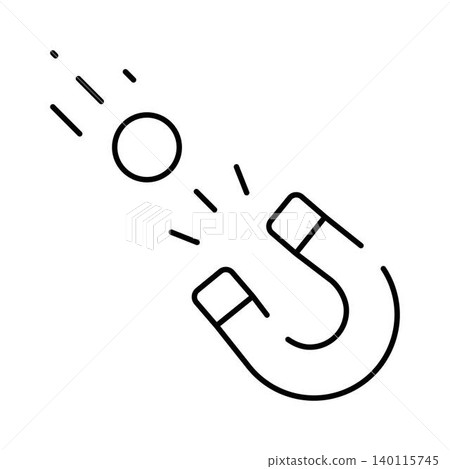 Magnet attracting metal object with magnetic force icon Magnet attracting metal object with magnetic force icon 140115745