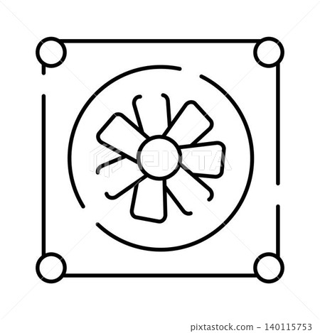 Computer cooling fan ventilation system line art Computer cooling fan ventilation system line art 140115753