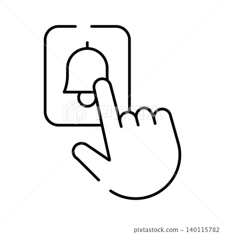 Hand clicking notification bell icon for alert Hand clicking notification bell icon for alert 140115782