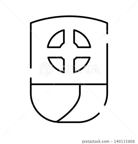 Security shield symbol with cross icon outline Security shield symbol with cross icon outline 140115808