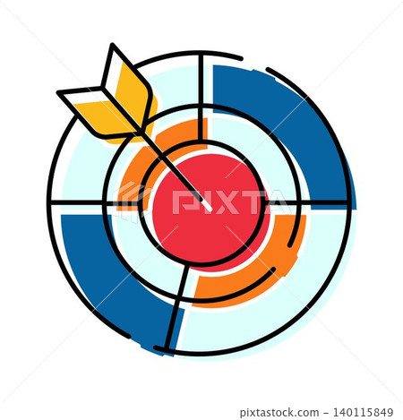 Hitting target with arrow illustrating marketing goals 140115849