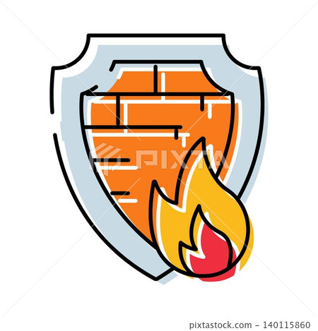 Firewall icon protecting network from cyber threats 140115860