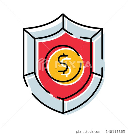 Financial shield protecting dollar coin security concept Financial shield protecting dollar coin security concept 140115865