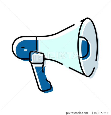 Megaphone broadcasting important message with loud voice announcement Megaphone broadcasting important message with loud voice announcement 140115935