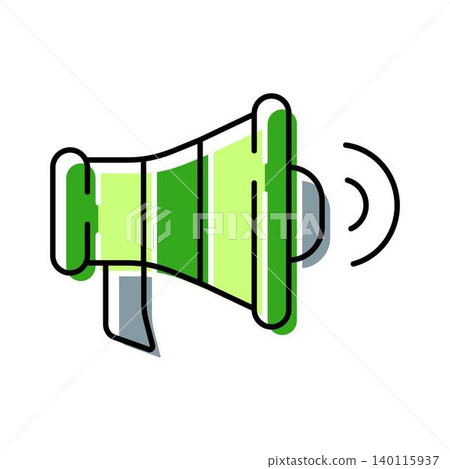 Green megaphone icon broadcasting important announcement Green megaphone icon broadcasting important announcement 140115937