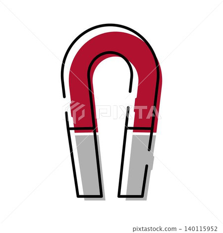 Red horseshoe magnet creating attraction and magnetic field concept Red horseshoe magnet creating attraction and magnetic field concept 140115952